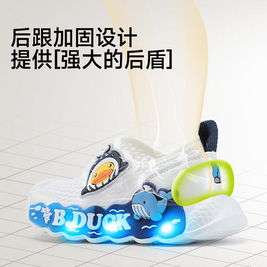 B.Duck小黄鸭童鞋夏季男女童运动透气灯鞋24-30 B1686897 商品图4