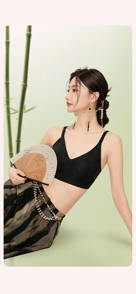 JM·LORESAL无痕缎面体雕文胸/古典国风前扣文胸 商品图10