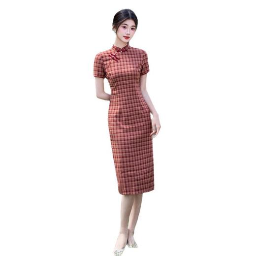 GX夏季少女新中式柔软舒适旗袍显瘦民国旗袍2025日常格子旗袍 商品图4