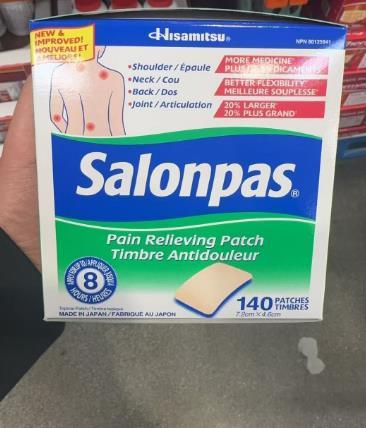 Salonpas（撒隆巴斯）神奇镇痛贴膏药膏贴140贴 缓解疼痛 治疗关节痛颈肩颈椎痛背腰背酸疼等 温哥华直邮 商品图0