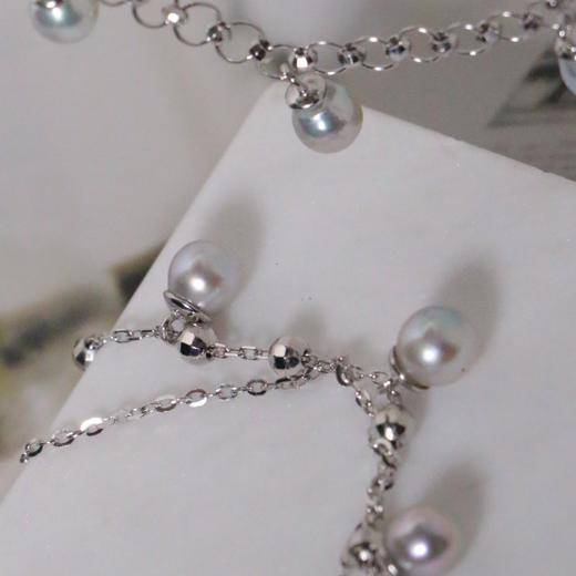 【甄珠贝】akoya真多麻色 5-6mm ji光无暇 双层仙女手链，可以和项链组一套搭配 925纯银配件 商品图5