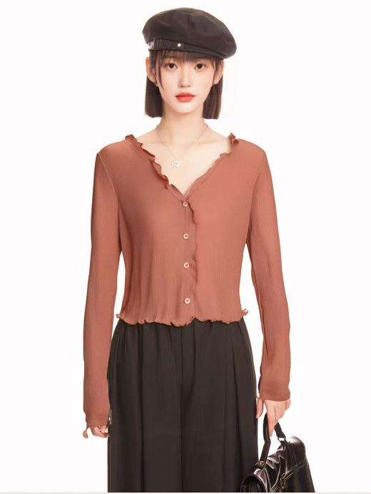 【诗铭洛可】W1030木耳边单件薄款小衫外搭衫B5-3 商品图2