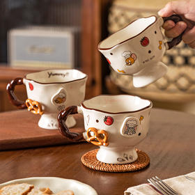 摩登主妇猫和老鼠陶瓷马克杯家用杯子浮雕办公室水杯咖啡杯早餐杯