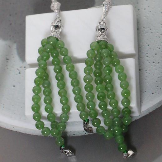 【甄珠贝】gao品质 碧玉流苏耳坠 色泽浓郁 925纯银配件 商品图2