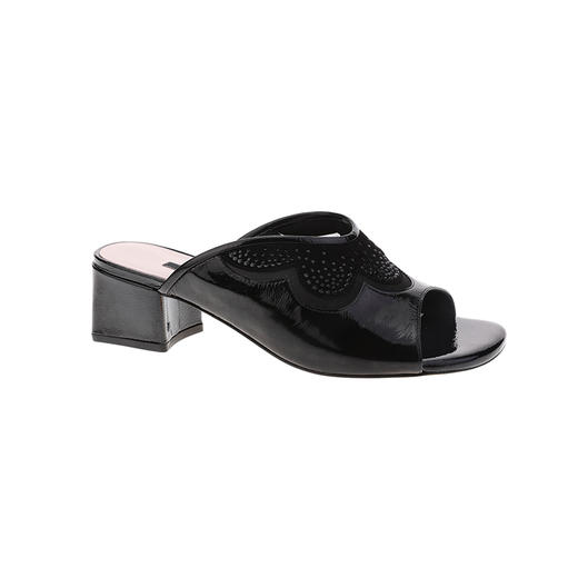 sheme皮料拼接花瓣造型水晶点缀优雅时尚女士粗跟拖鞋可定制 商品图10