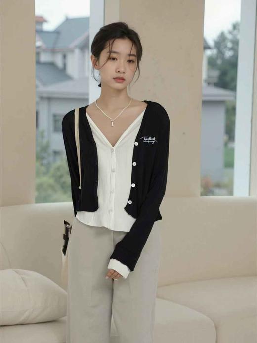 【诗铭洛可】XC7412假两件高弹上衣高弹力短款B15-2 商品图1