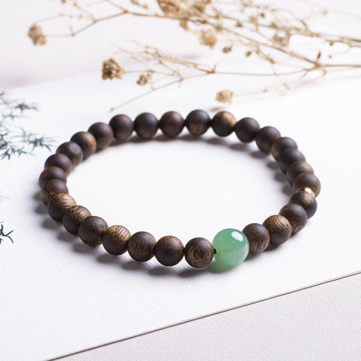 xy0414沉香+翡翠简约手串 商品图1