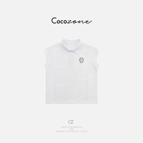 COCO ZONE 刘一一 经典polo领美式精致绣标无袖T恤 CD2A1436