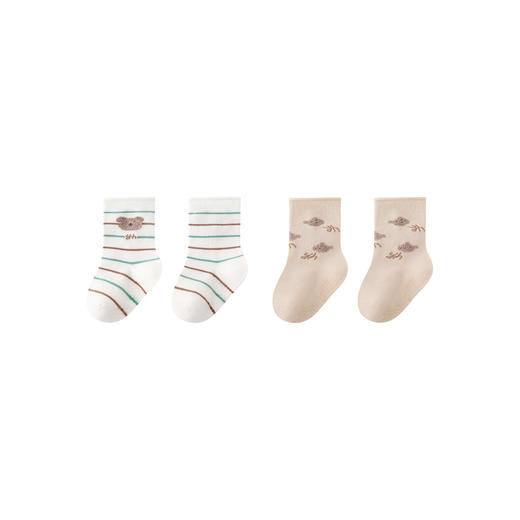 【商场同款】英氏婴儿袜子赛柔丝四季袜男童短袜7A抗菌袜子2双装 商品图4