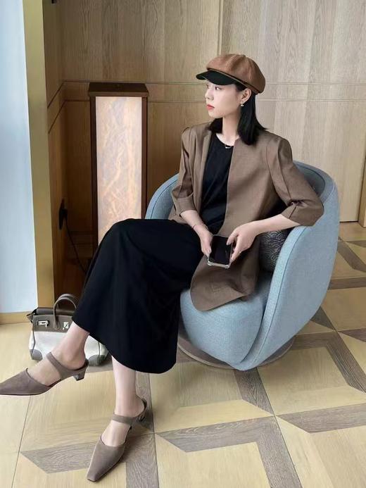 100%罗马天丝美洋同款显瘦小黑裙 商品图7