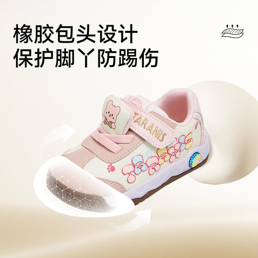泰兰尼斯秋季新款童鞋女宝宝学步鞋包头防踢机能鞋女童透气运动鞋  T02T5C7394 商品图2