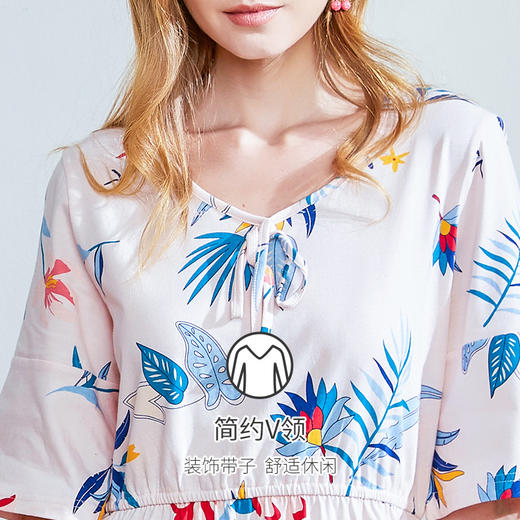 I'd爱帝女士纯棉睡裙植物花卉棉绸手感家居裙 商品图4