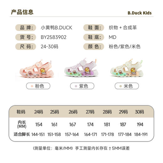 B.Duck小黄鸭童鞋夏季儿童凉鞋24-30 BY2583902 商品图1
