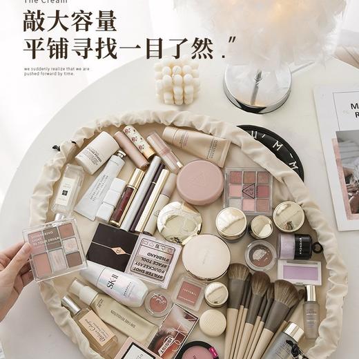 新款懒人抽绳化妆包女便携防水PU旅行洗漱包手提收纳袋盒箱高级 商品图2