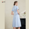 司歌衬衫收腰短袖连衣裙复古优雅A911264X 商品缩略图3