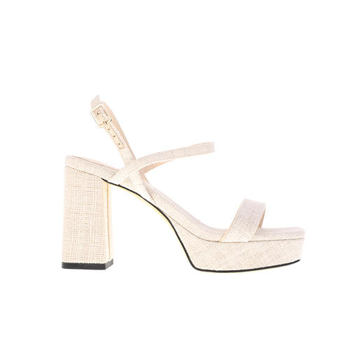 sheme环保火草绒拼接简约条带高跟女士凉鞋搭扣踝带可定制 商品图0