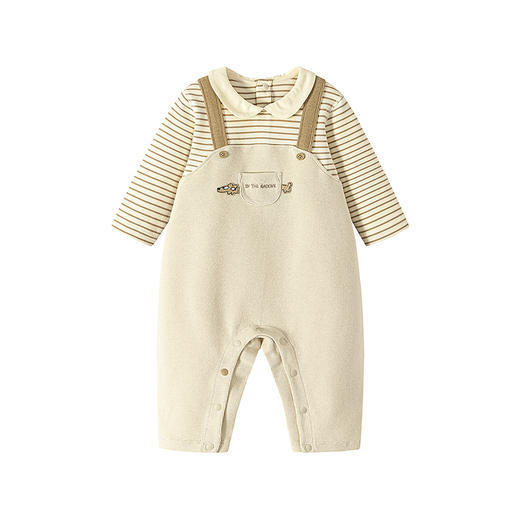 迷你巴拉婴幼儿连体衣条纹背带假两件可外穿宝宝衣服秋季新款 商品图4
