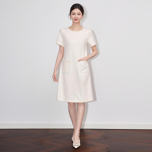 「高货wl」全新升级【铂金会员358/天猫479/差价121】(01857)洛诗琳小香风法式气质连衣裙2025夏季提花编织修身连衣裙 商品图2