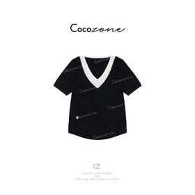 COCO ZONE 刘一一【棉羊毛混纺】简约经典V领毛织上衣CD2A1472