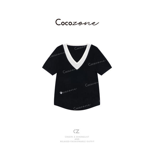 COCO ZONE 刘一一【棉羊毛混纺】简约经典V领毛织上衣CD2A1472 商品图0