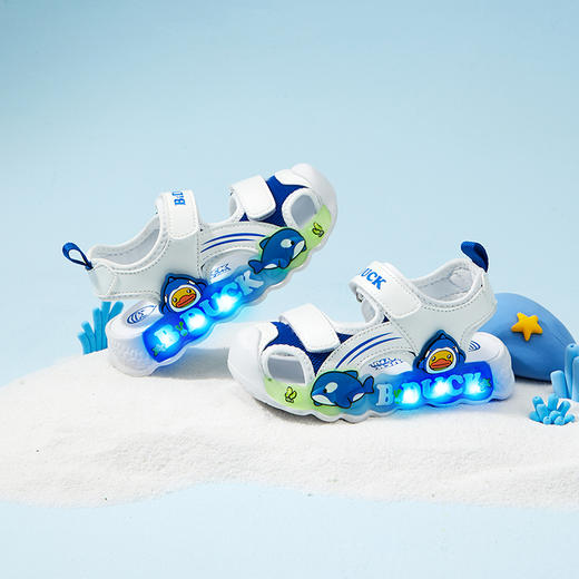 B.Duck小黄鸭童鞋夏季儿童凉鞋灯鞋24-30 B2585018 商品图2