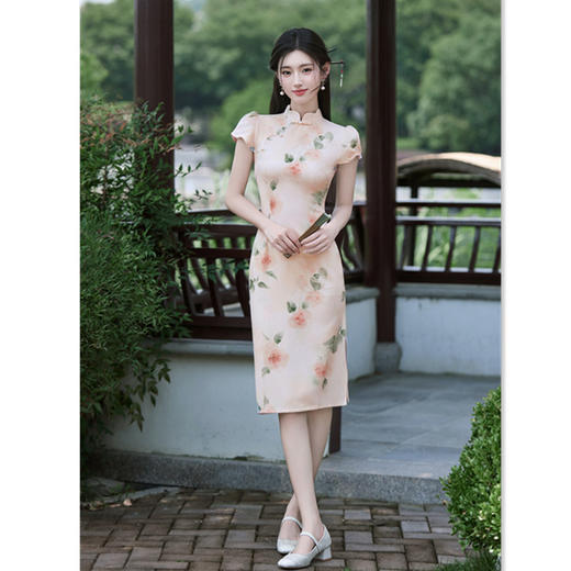 GX新中式年轻款素雅淑女范旗袍2025夏季新款日常修身显瘦旗袍连衣裙 商品图2