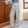 谜底条纹休闲裤长裤女2025秋季新款复古文艺宽松阔腿裤257MK7730 商品缩略图1
