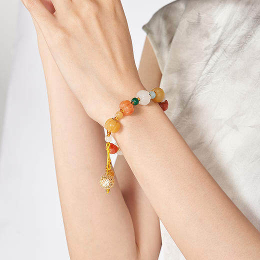 大英博物馆东方梦境系列好运莲莲雕刻南瓜珠福禄寿手链 商品图2