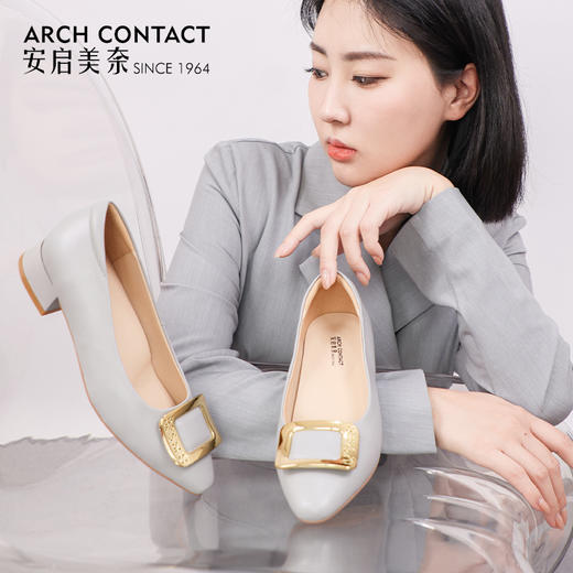 ARCHCONTACT安启美奈方头金属扣方根单鞋【52807】 商品图8