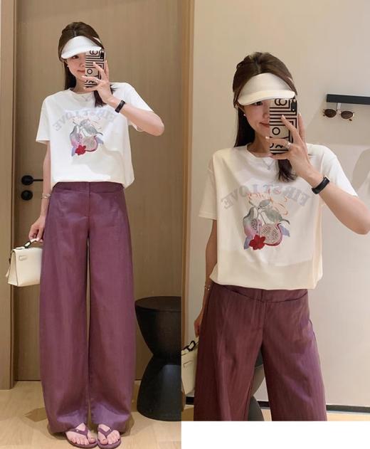 重工刺绣钉珠石榴液氨新疆棉刺绣印花T恤 商品图2