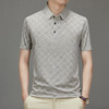夏季男士短袖提花降温翻领冰丝中年透气亲肤宽松时尚衫短袖t恤男 商品缩略图0