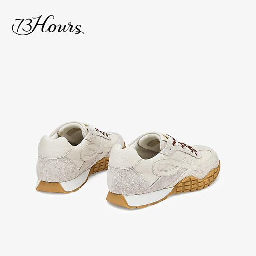 【2F】73Hours女鞋杏仁烤奶2025秋季新品休闲鞋平底系带拼色德训鞋 商品图3
