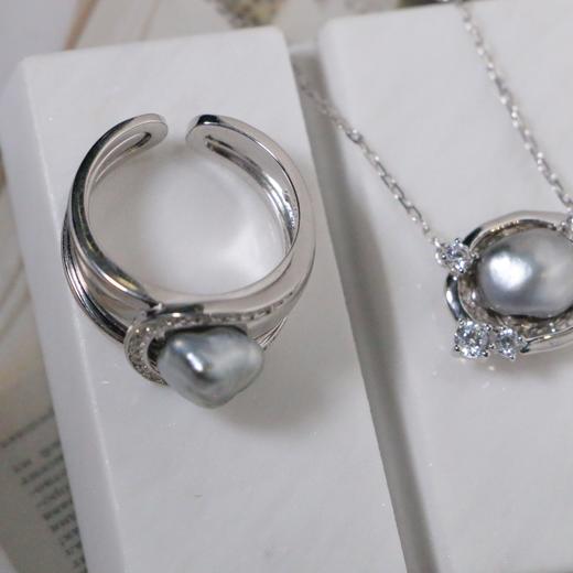 【甄珠贝】两用款套戒 海水大溪地 无核keshi戒指 可叠戴 单独佩戴也很时髦 925纯银精工配件 商品图8