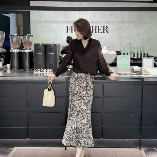 火桐hooton 铂金系列 侘寂禅意 全真丝双绉半身裙YT1038 商品图4