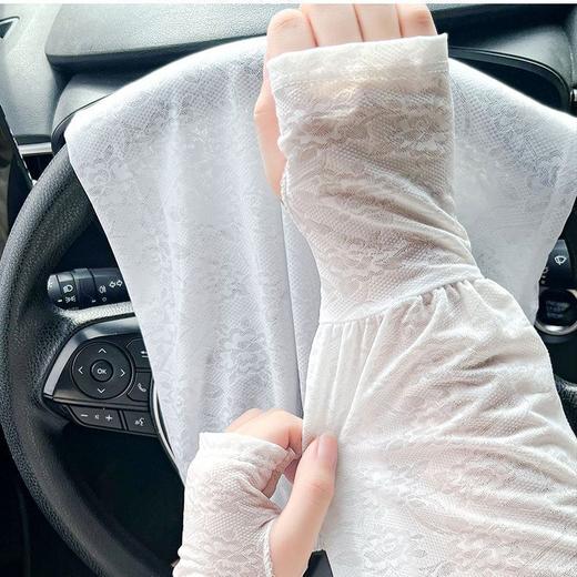 夏季蕾丝冰丝袖套温柔仙女风防晒冰袖薄款开车户外防晒宽松护袖女 商品图3