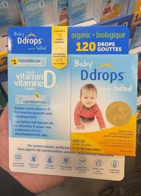 Ddrops婴儿维生素D3滴剂 400IU 120滴/瓶（包邮）     温哥华直邮