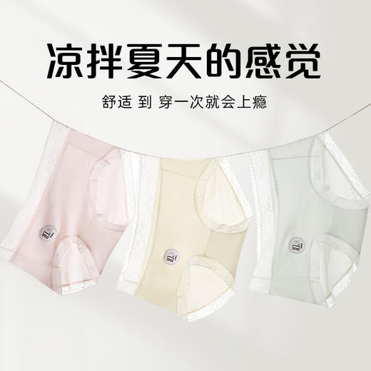 10A抑jun冰丝无痕女士内裤聚乳酸裆部山茶花超薄高弹透气三角裤女 商品图1