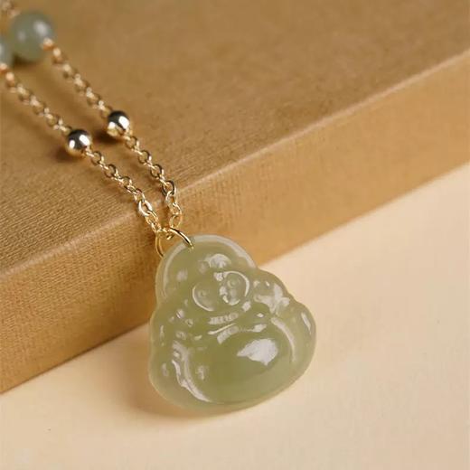 【敦煌和田玉弥勒佛项链】敦煌福泽和田玉石弥勒佛佛公吊坠夏季项链女锁骨链高级感 商品图4