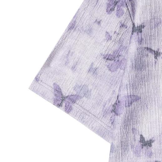 T4075夏季高级感新款男士韩版简约撞色满印蝴蝶短袖T恤宽松圆领上衣 商品图4