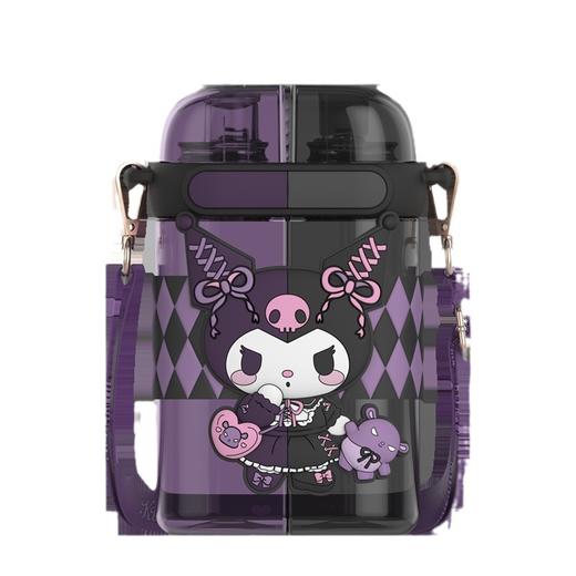 艾可思方形吸管水杯高颜值大容量分仓双饮塑料水杯小学生斜挎杯子 商品图4