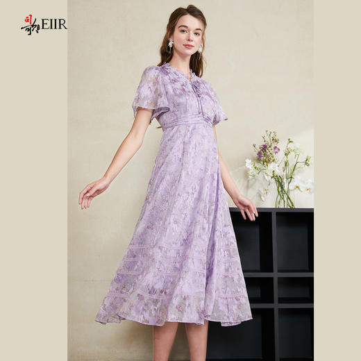 司歌提花雪纺短袖收腰连衣裙A911223X 商品图1