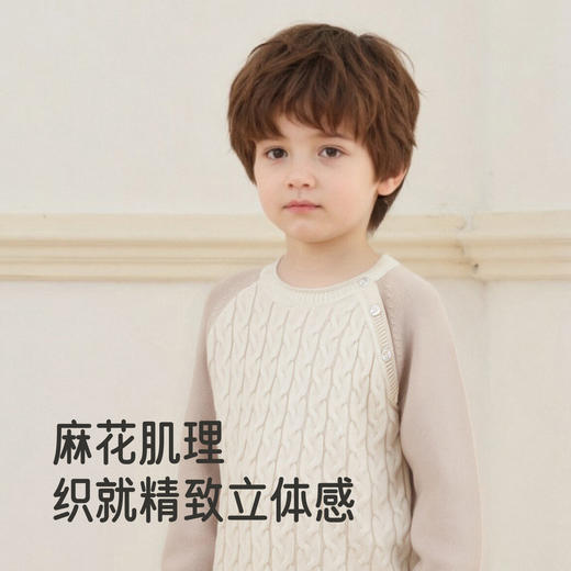 【高定系列】英氏儿童毛衣秋冬男童羊毛针织衫保暖中大童羊绒毛衣 商品图2