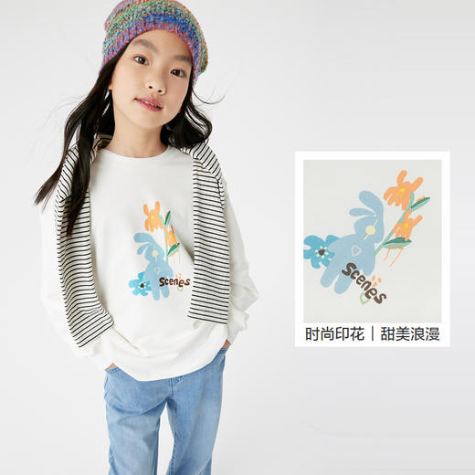 巴拉巴拉童装女童长袖t恤儿童秋装大童印花甜美舒适洋气休闲上衣 商品图3