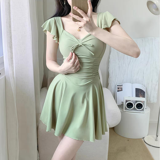 连体泳衣女2025新款显瘦遮肚保守裙式海边度假泡温泉纯欲女款泳装 商品图3