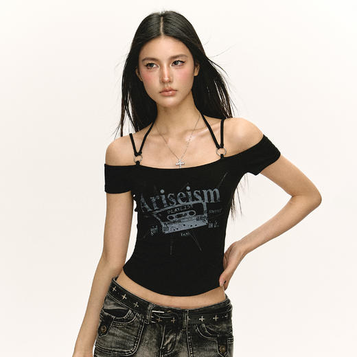 Ariseism 美式复古设计感短袖t恤女夏季新款修身上衣 商品图0