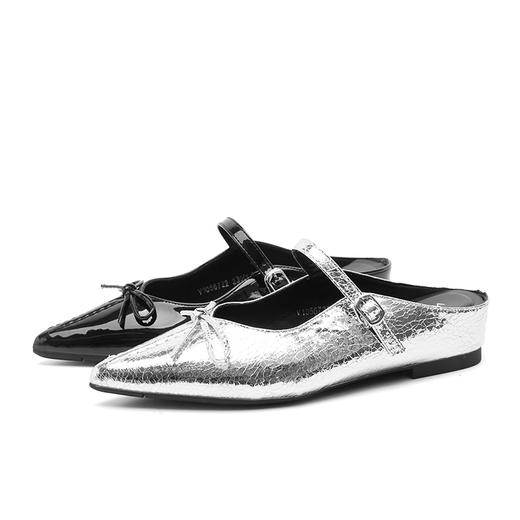 西遇一脚蹬包头半拖鞋女新款夏外穿蝴蝶结内增高鞋尖头穆勒鞋V1056722 商品图4