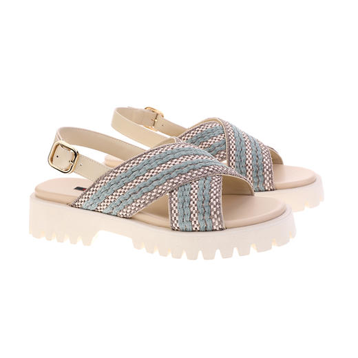 sheme织带皮艺拼接休闲时尚女款露趾厚底凉鞋可定制 商品图5