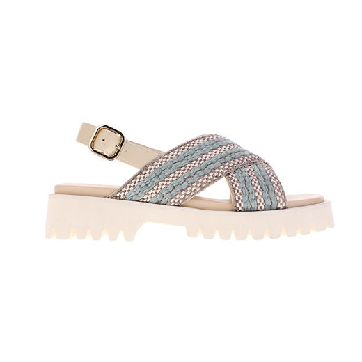 sheme织带皮艺拼接休闲时尚女款露趾厚底凉鞋可定制 商品图0