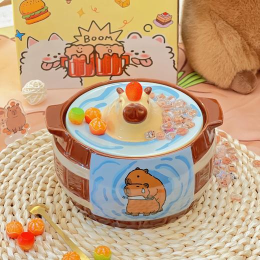 【小众高颜值，干饭神器！】卡皮巴拉泡面碗 大容量带盖陶瓷碗 学生干饭碗小众款 高颜值早餐燕麦-QQ 商品图3