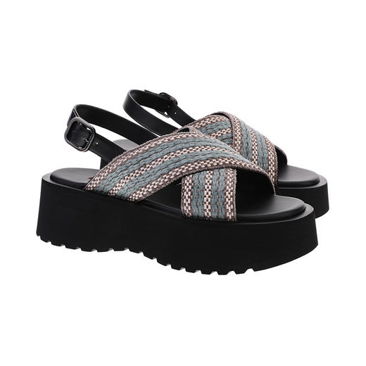 sheme进口织带拼接环保苹果皮休闲时尚厚底女士凉鞋可定制 商品图5